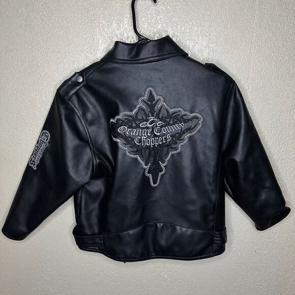 Y2K Orange County Choppers Leather Jacket Kids 5/6 - Picture 4 of 7